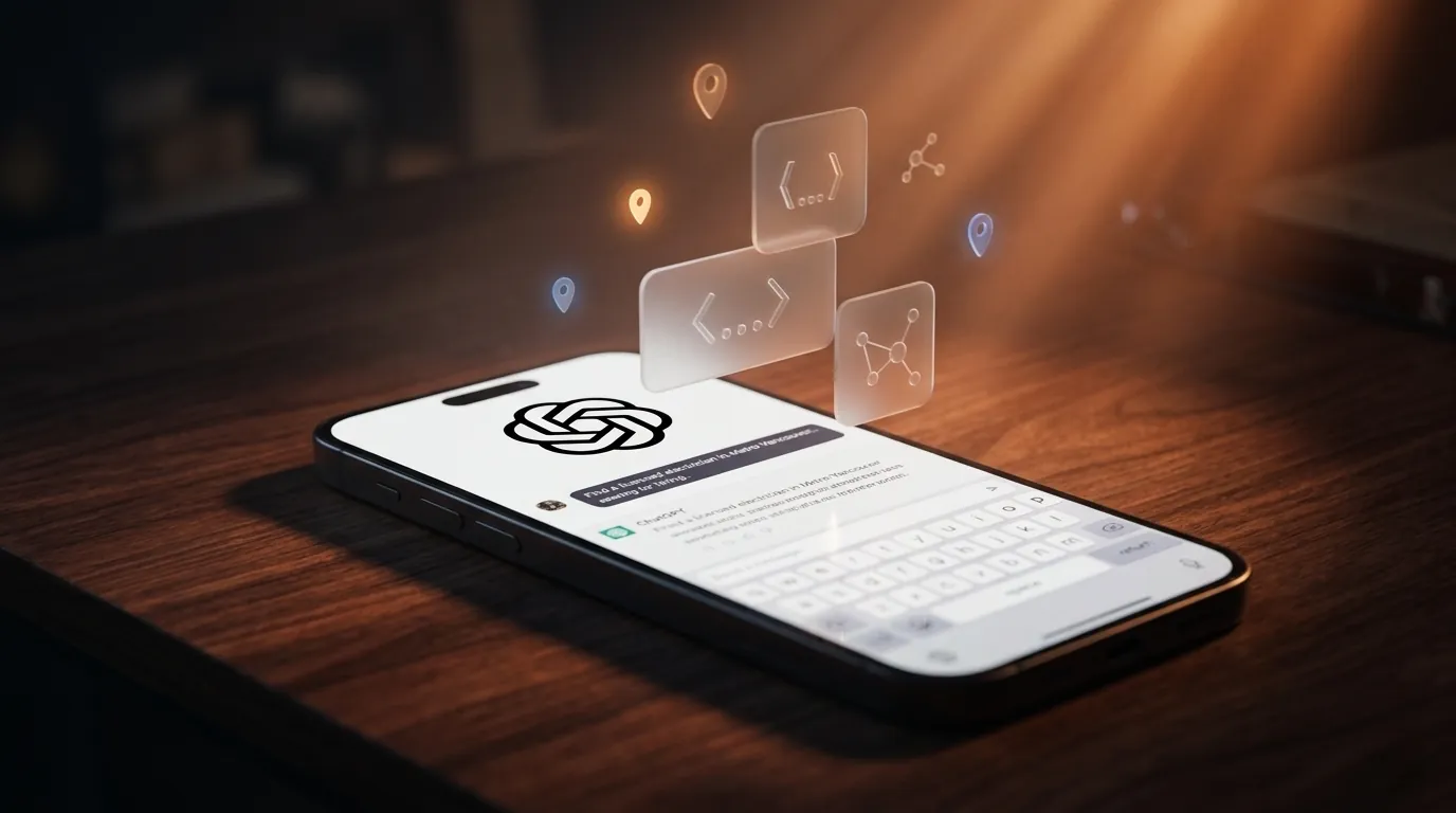 Smartphone showing glowing chat bubbles against evening city lights