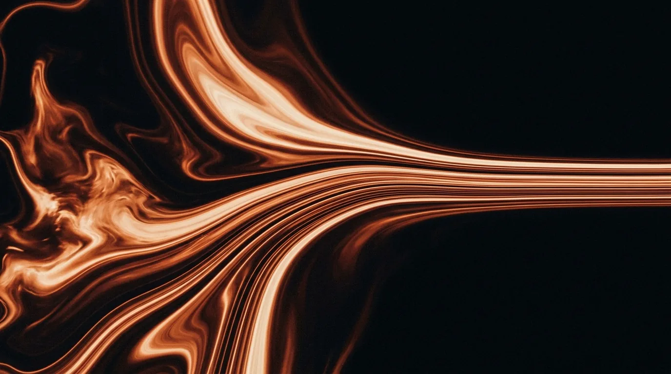 Flowing copper currents converging into one ordered stream