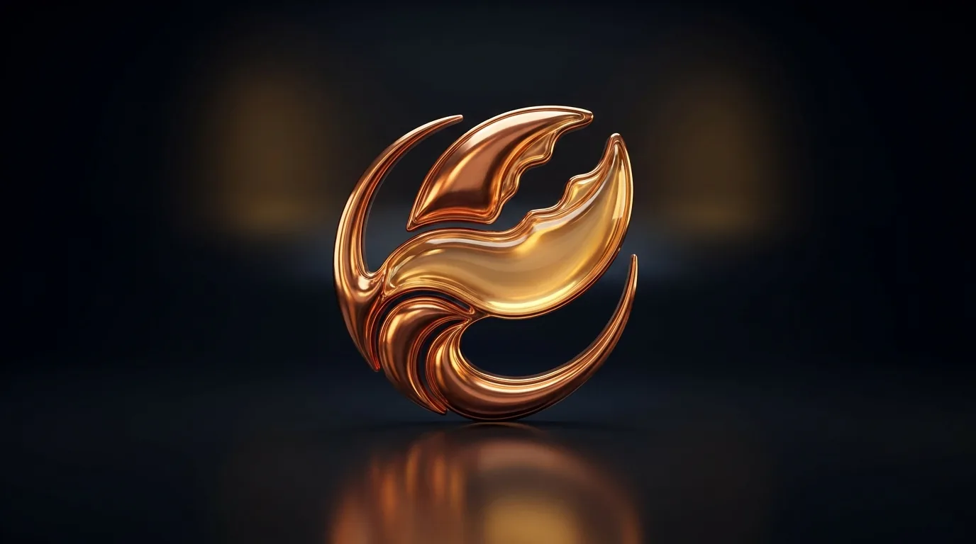 Sculpted copper and gold claw emblem on deep black — the OpenClaw mark reimagined